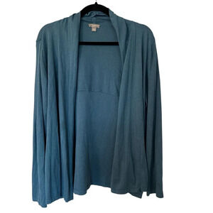 J. Jill Women’s Long Sleeve Blue Silk Blend Open Draped Front Cardigan Sz S GUC